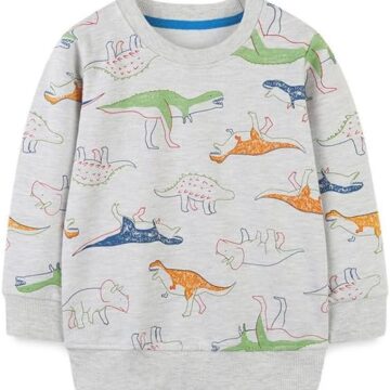 20% OFF Herimmy Boys Sweatshirts Cotton Long Sleeve Crewneck Pullover Dinosaur Print 2-7T